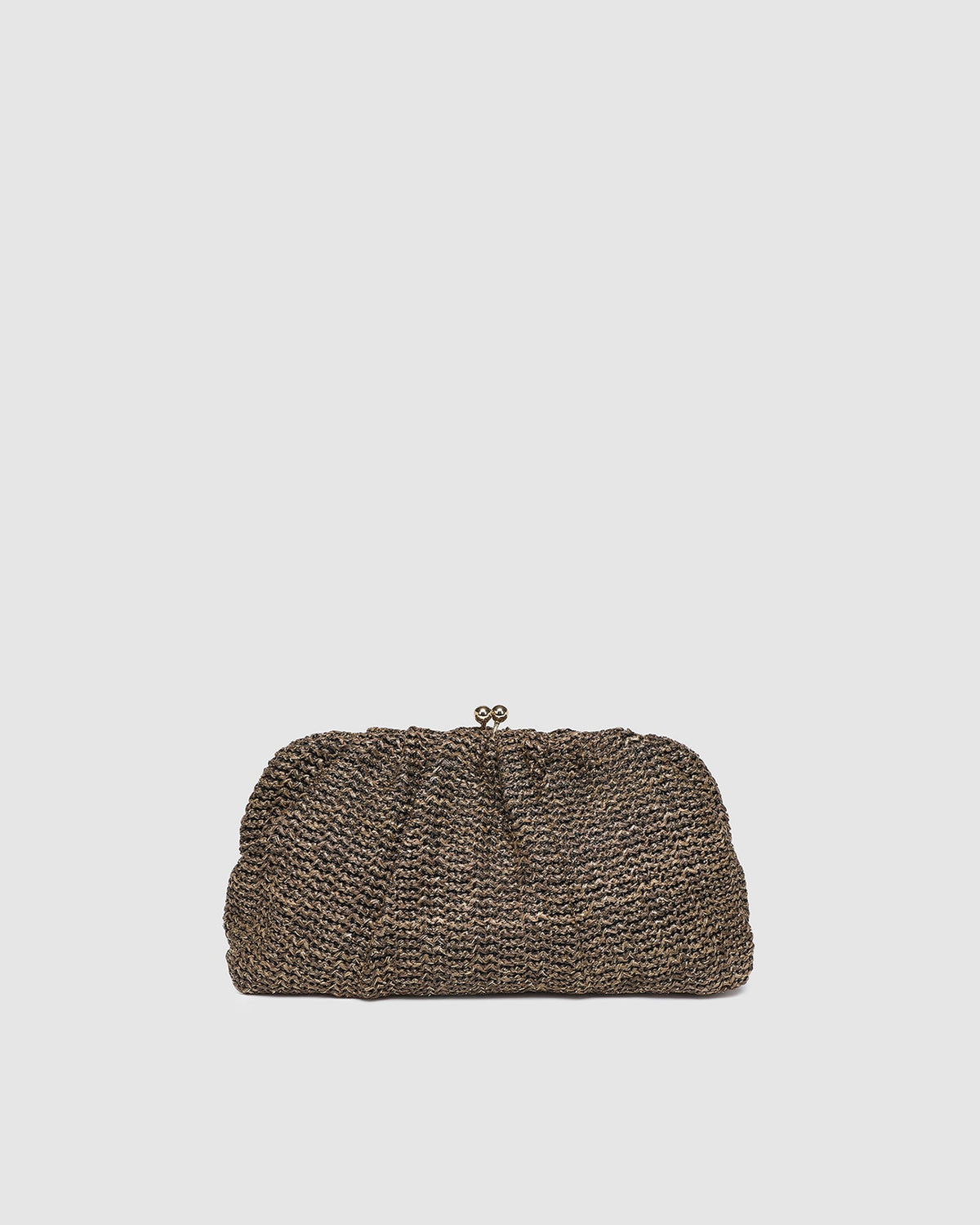 LOUENHIDE | Goldie Raffia Clutch - Chocolate