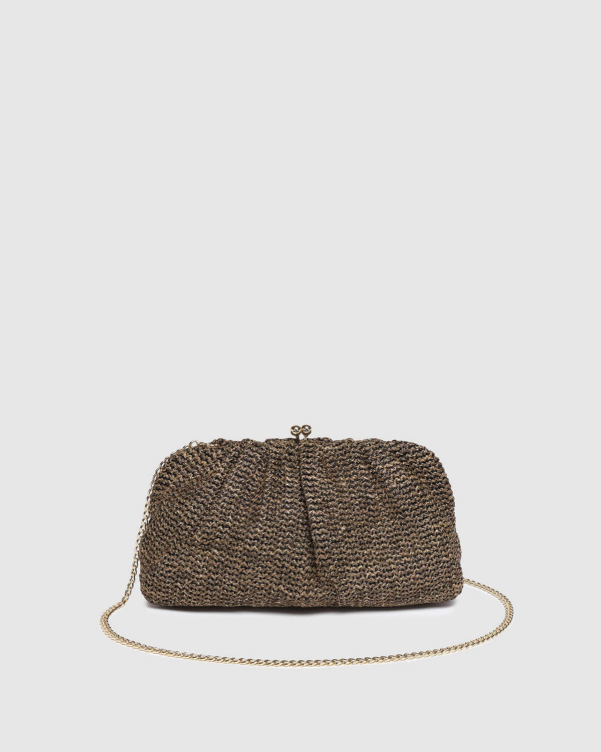 LOUENHIDE | Goldie Raffia Clutch - Chocolate
