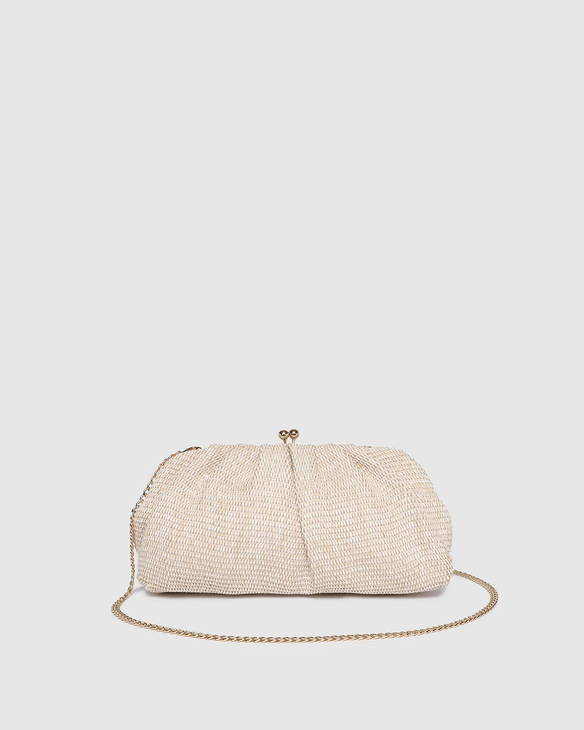 LOUENHIDE | Goldie Raffia Clutch - Vanilla