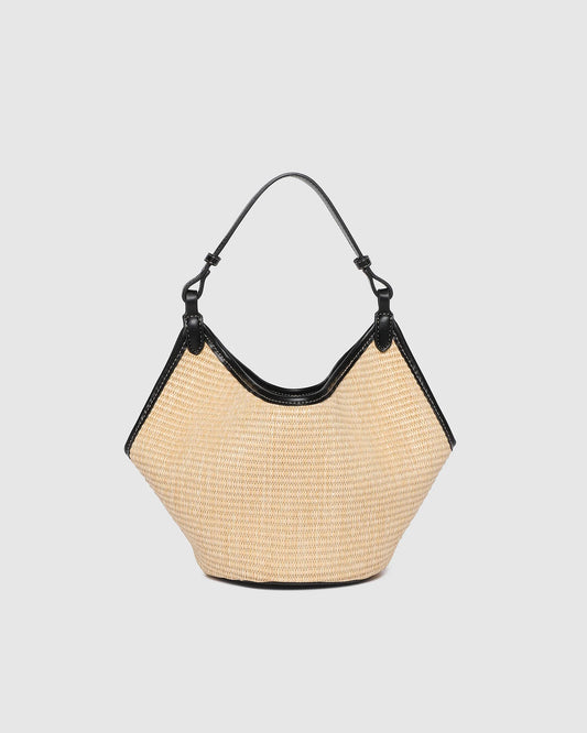 Taya Mini Tote Bag - Raffia Black
