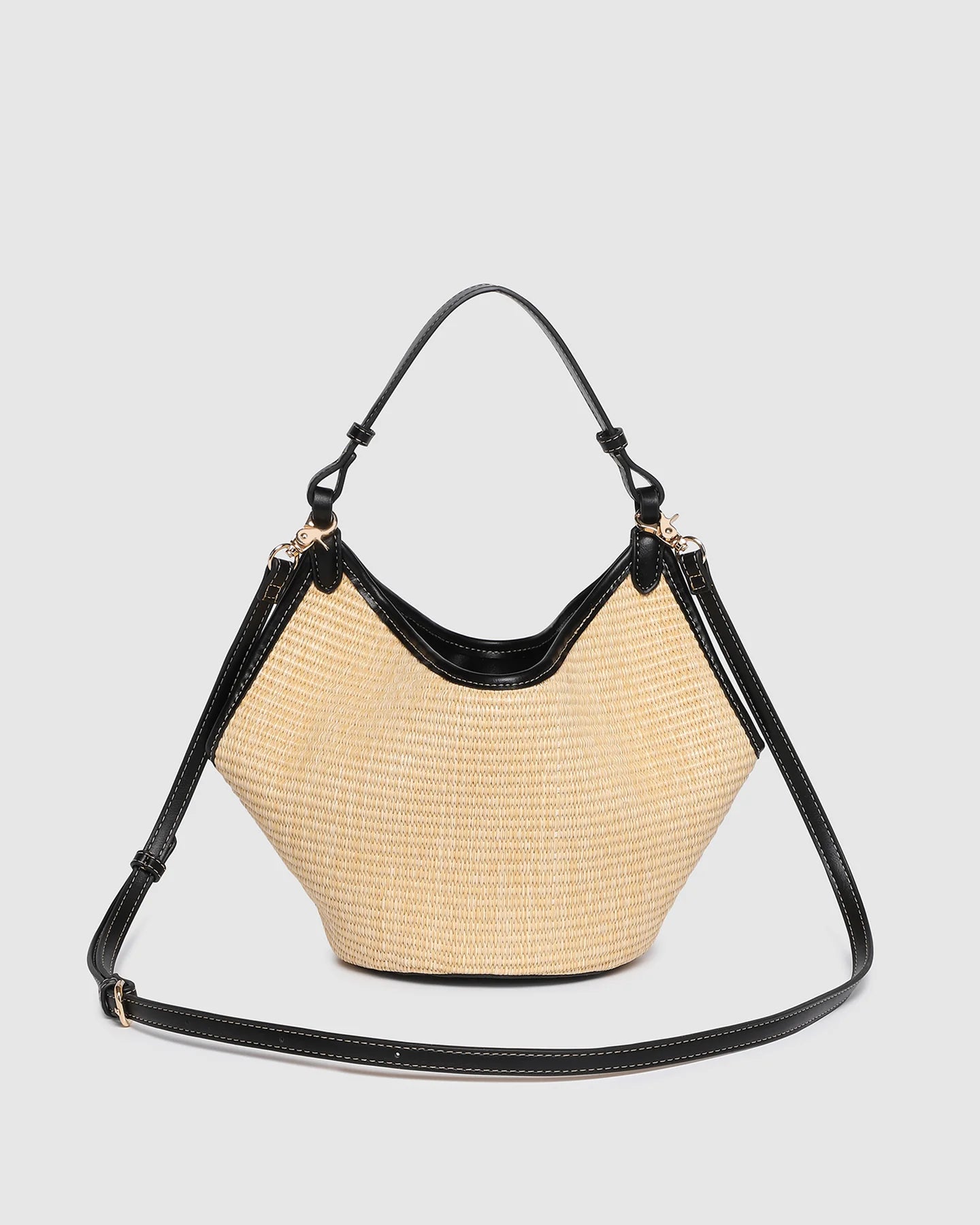 Taya Mini Tote Bag - Raffia Black