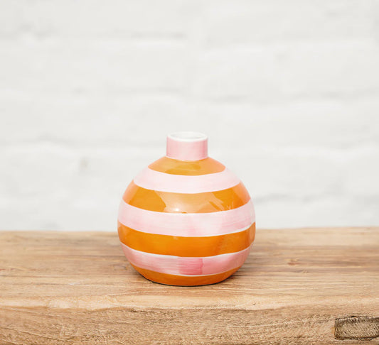 Bud Vase | Pink & Orange Stripe