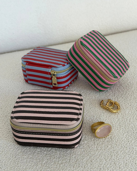 Suzie Jewellery Box - Red/Sky Blue