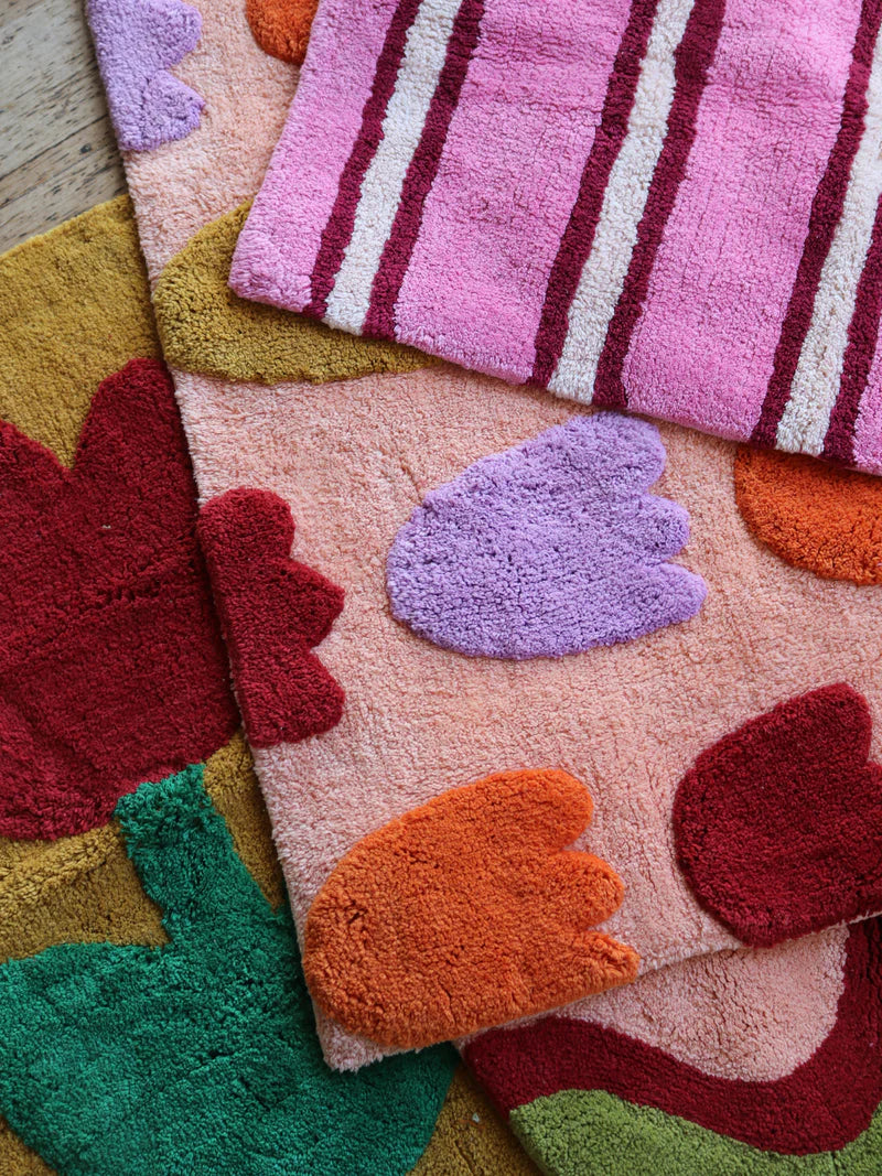 Raspberry Stripe Bath Mat