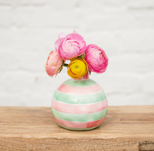 Bud Vase | Pink & Mint stripe