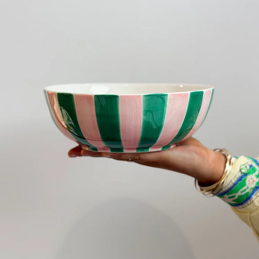 Ceramic Salad bowl - Pink & Green