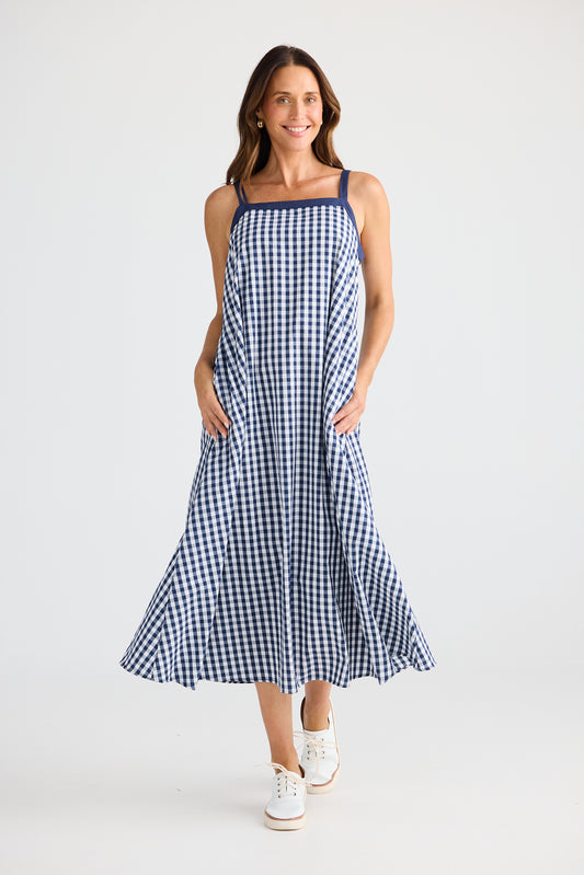 Erica Dress - Navy Gingham