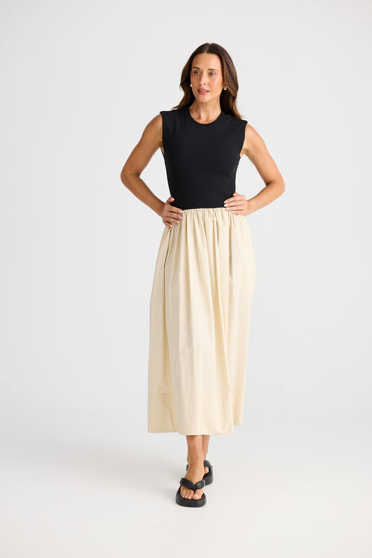 Daphne Dress - Ecru w Black