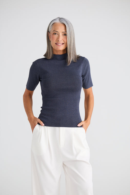 Noah Knit top - charcoal Marle