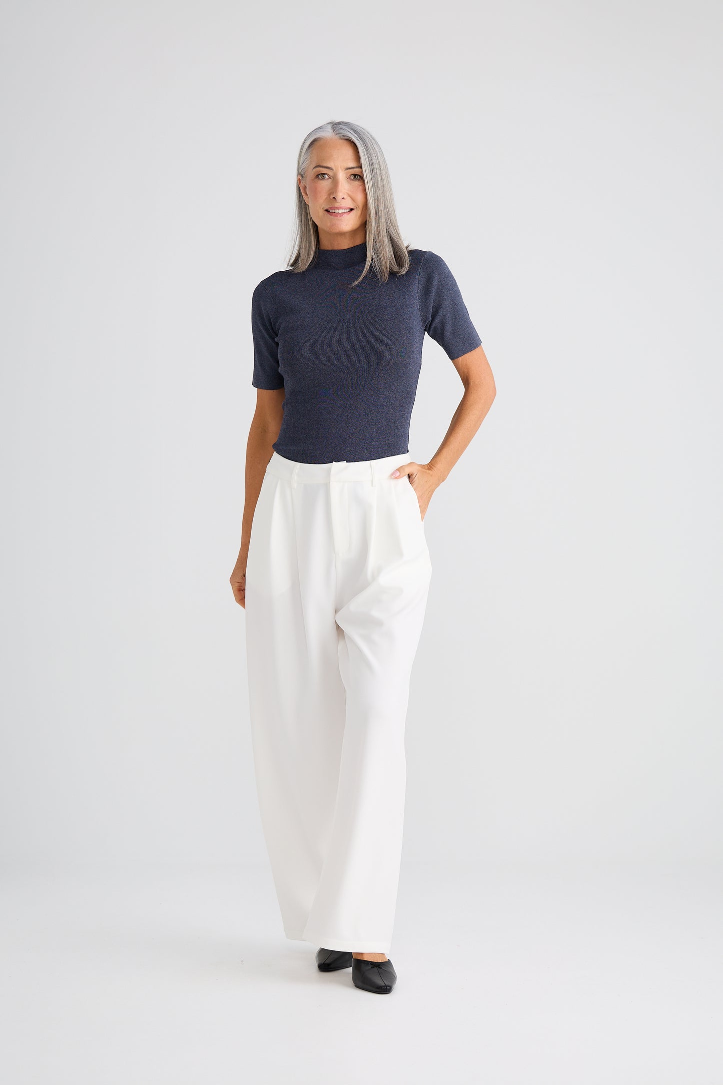 Noah Knit top - charcoal Marle
