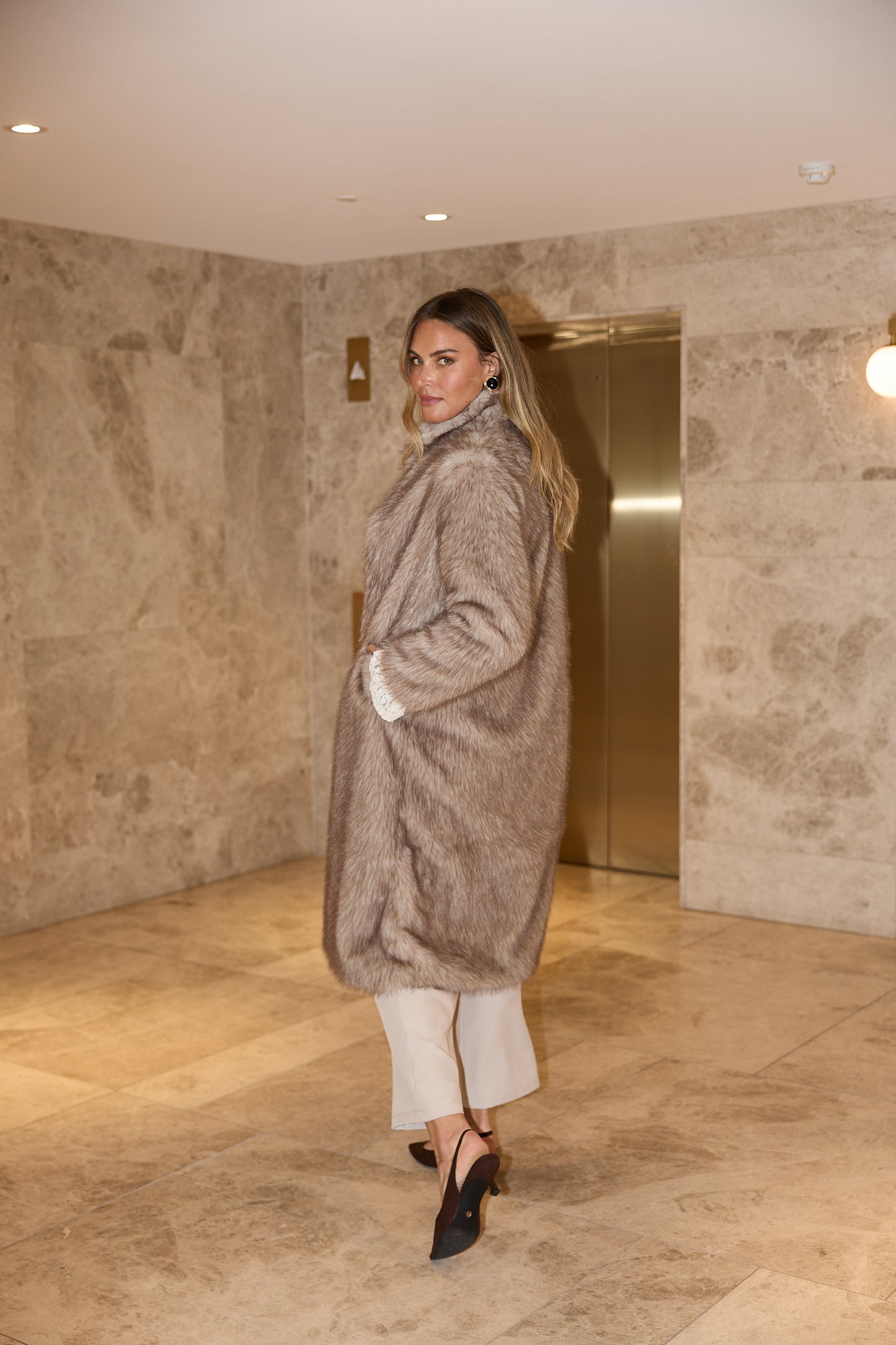 New York Coat - Taupe Fleck