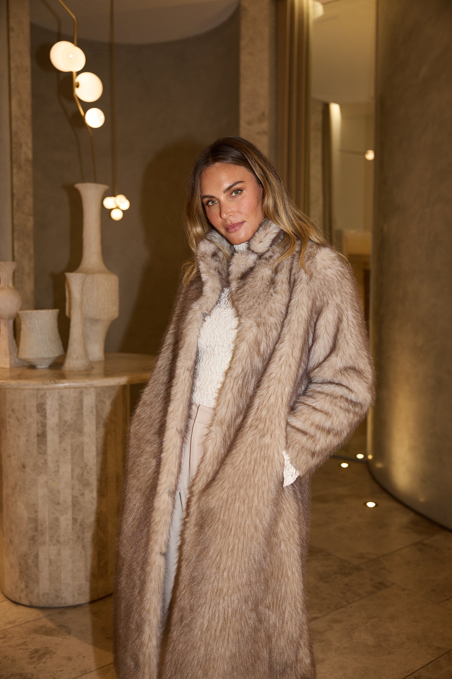 New York Coat - Taupe Fleck