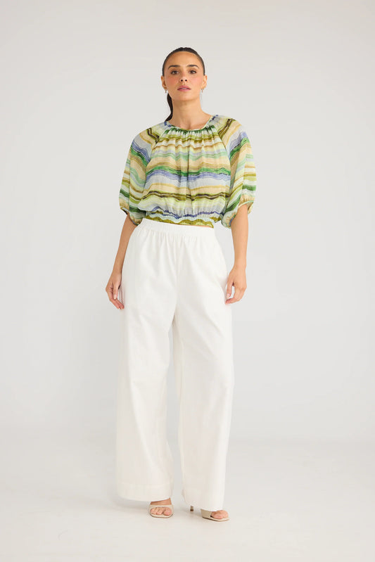 BRAVE + TRUE | Tamara Top - Blue Painterly Stripe