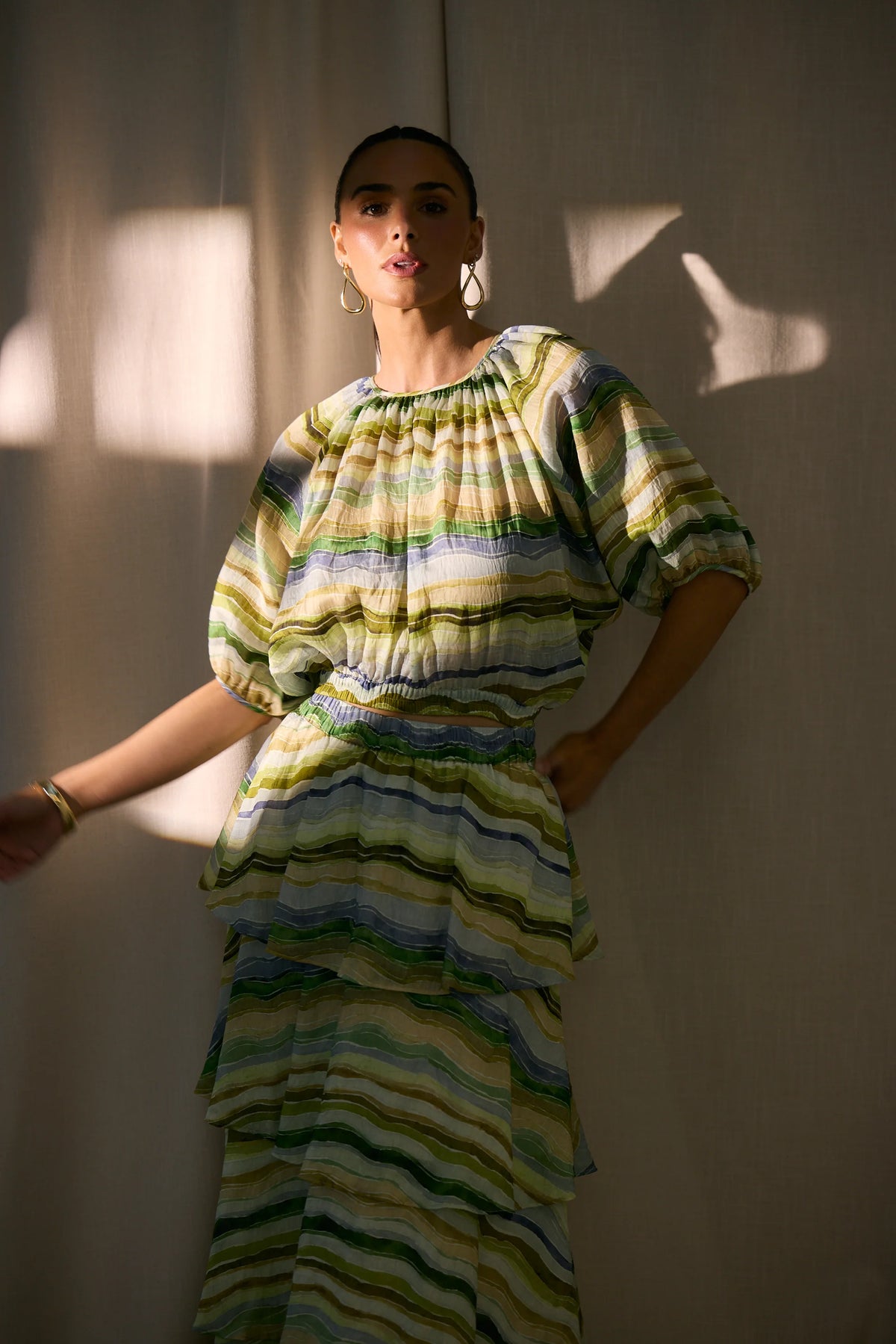 BRAVE + TRUE | Tamara Top - Blue Painterly Stripe