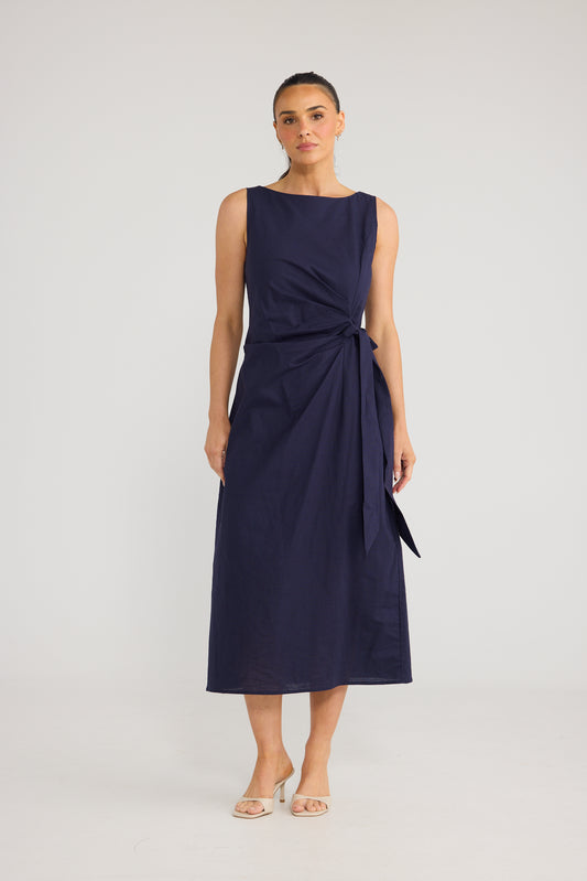 BRAVE + True | Candice Linen Dress - Navy
