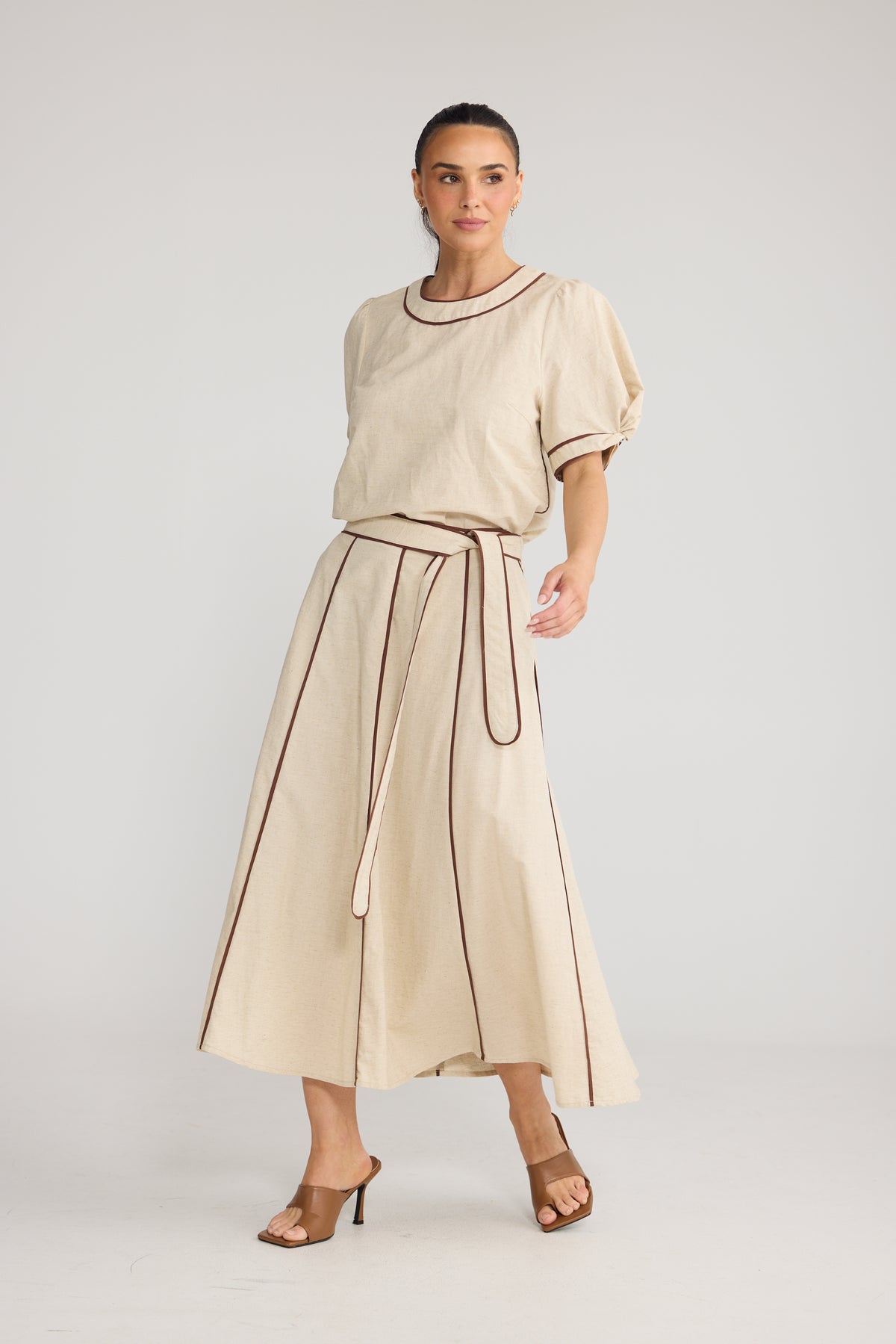 BRAVE + TRUE | Adeline Top - Natural with Chocolate