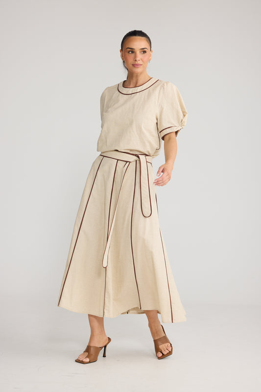 BRAVE + TRUE | Adeline Top - Natural with Chocolate