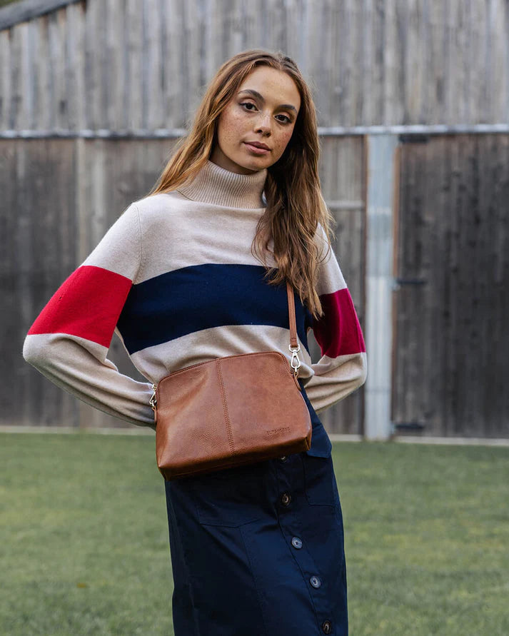 Elms & KIng Burbank Crossbody Large - Tan pebble