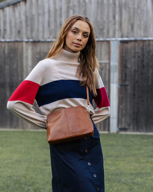 Elms & KIng Burbank Crossbody Large - Tan pebble