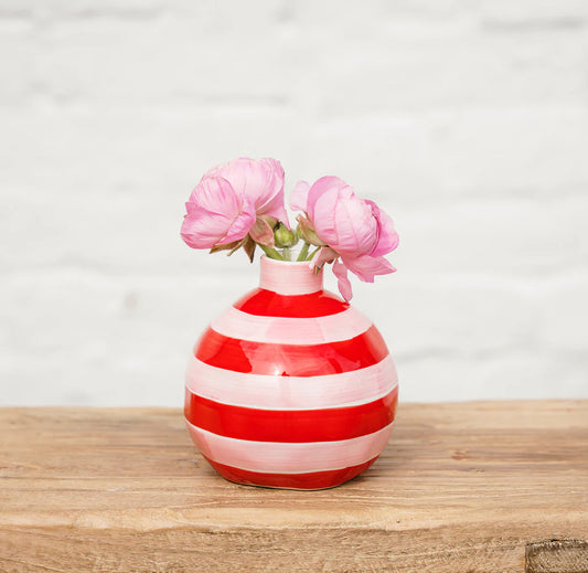 Bud Vase | Pink & Red Stripe