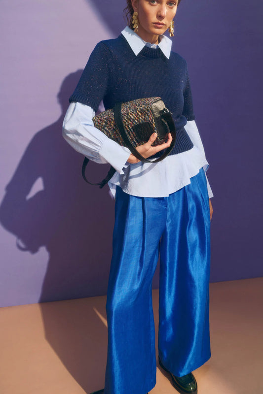 Luft Lurex Knit Top - Navy/ Copper