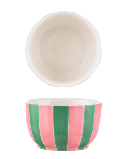 Small Bowl | Pink and Green stripe