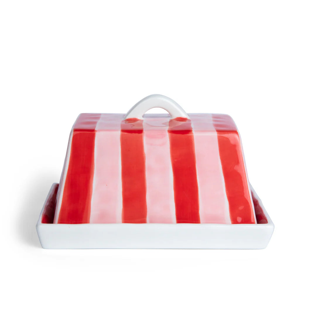 Butter Dish - Red and Pink Stripe