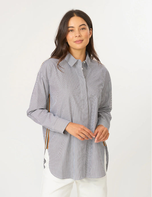 STELLA + GEMMA Casino Shirt - Black/White Stripe