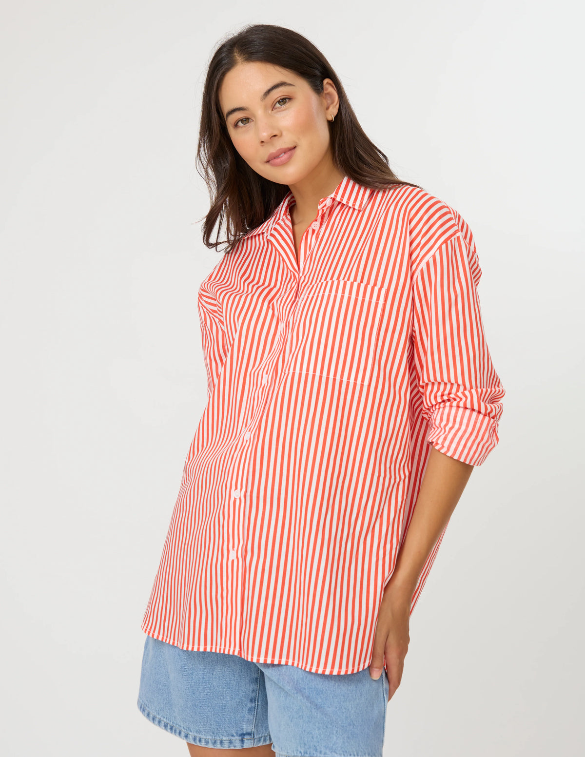STELLA + GEMMA | Summer Essential Shirt - Chilli Stripe