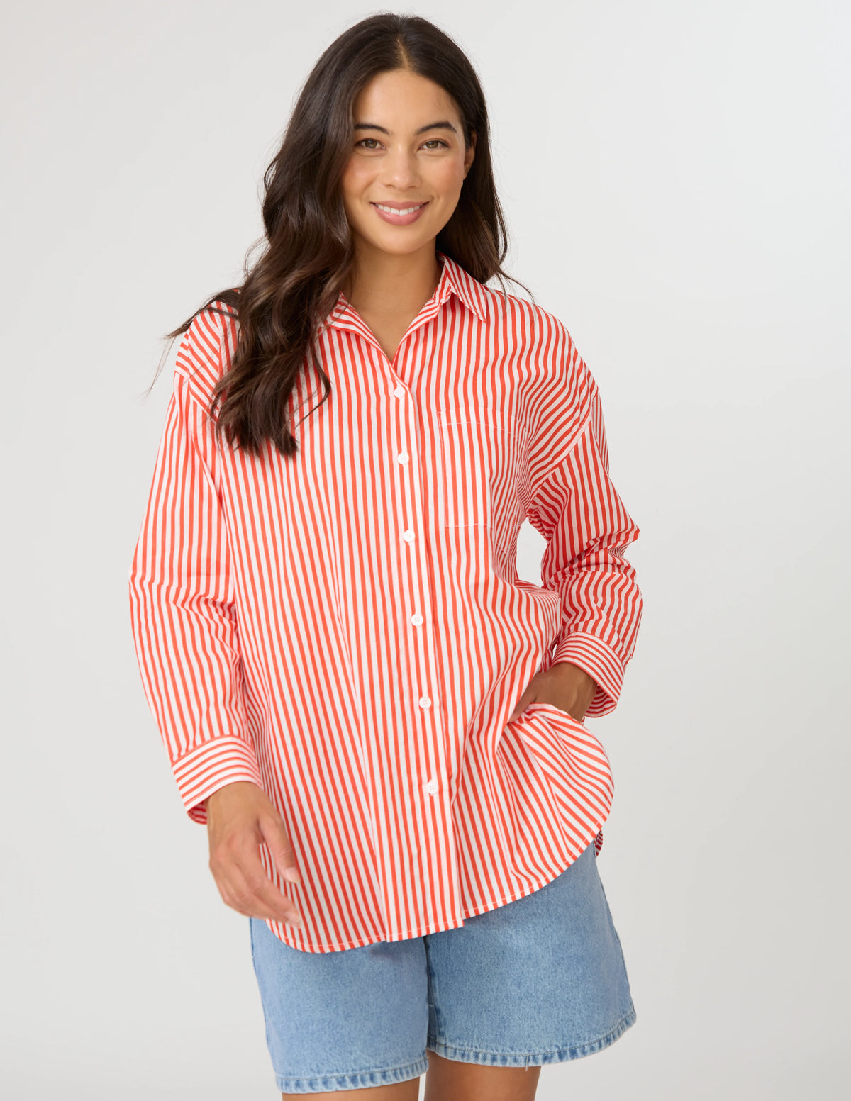 STELLA + GEMMA | Summer Essential Shirt - Chilli Stripe