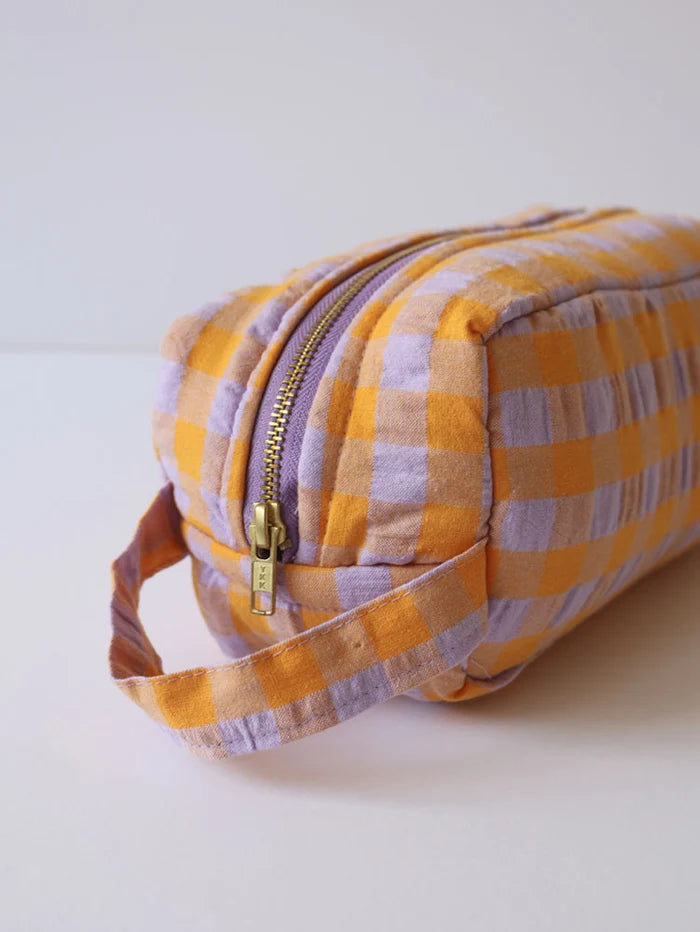 Kumquat Bloom Seersucker Wash bag