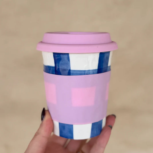 Travel Mug - Blue Gingham