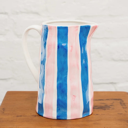 Medium Jug Blue & Pink stripe