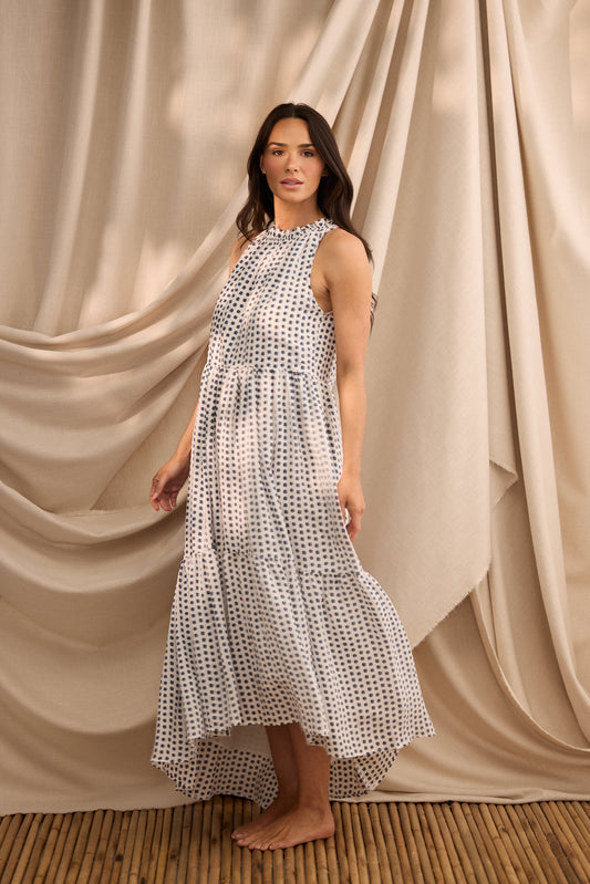 Margo Dress - Navy Spot