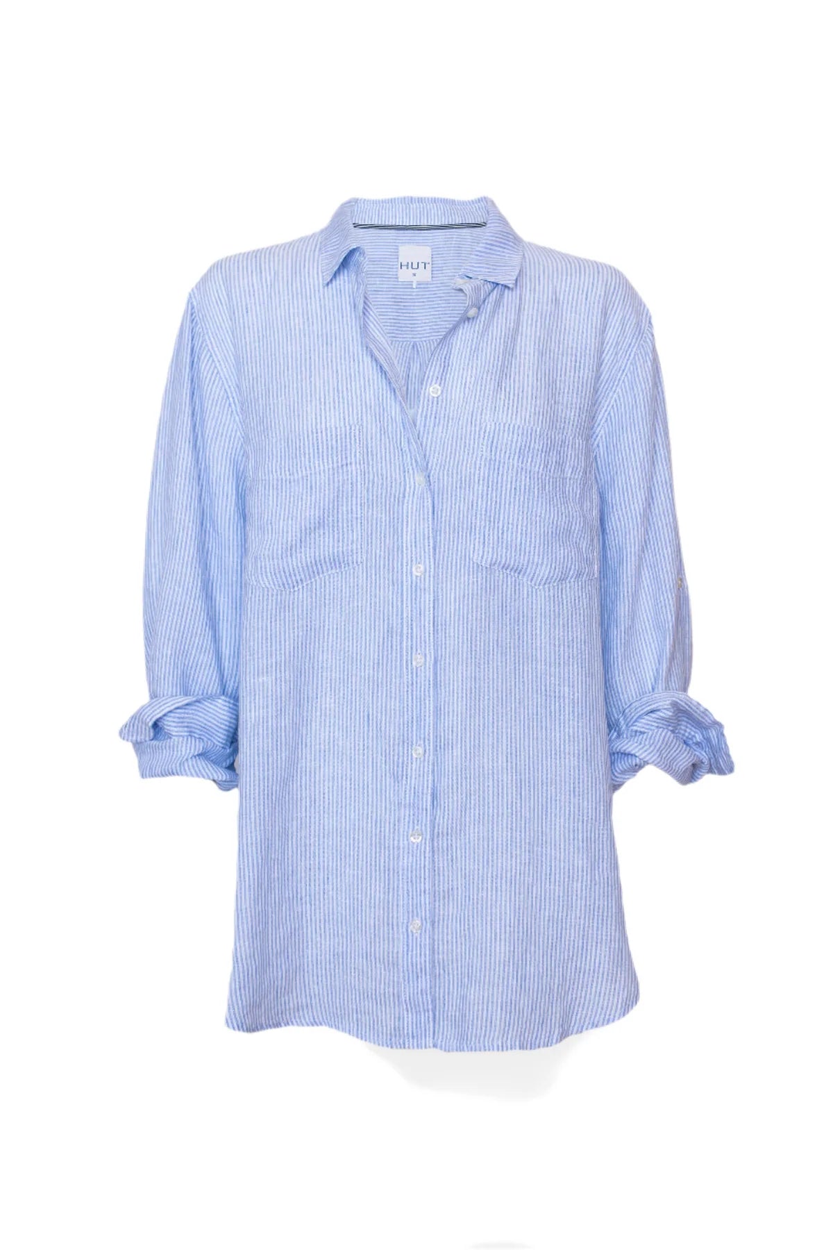 Boyfriend Linen Shirt - Baby Blue Stripe