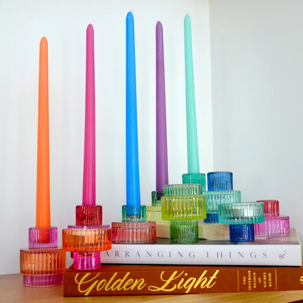 Jewel Taper Candles - Blue Toned 4 PCE
