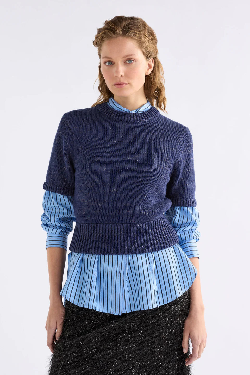 Luft Lurex Knit Top - Navy/ Copper