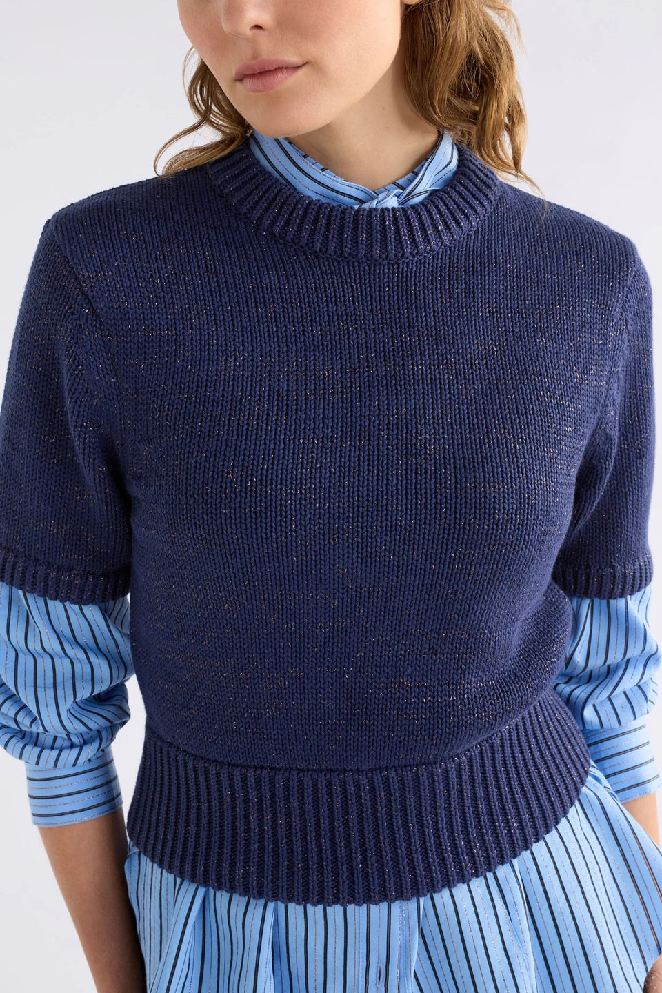Luft Lurex Knit Top - Navy/ Copper