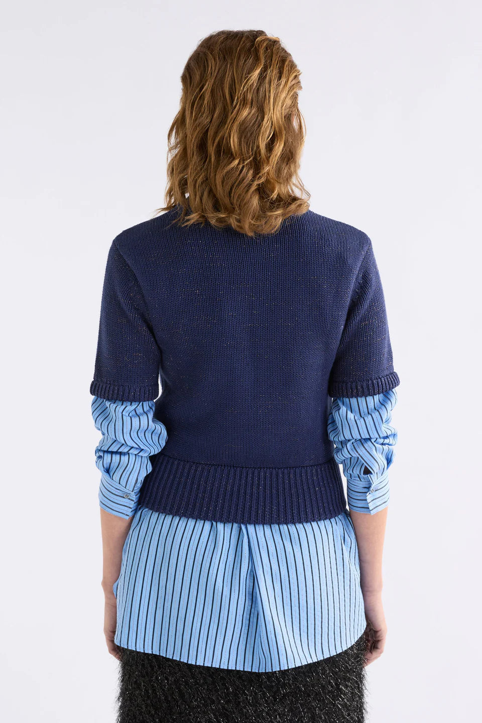 Luft Lurex Knit Top - Navy/ Copper