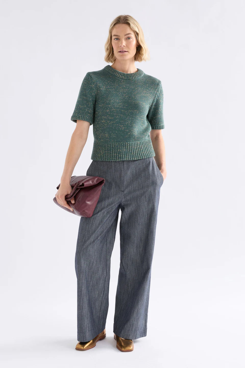 Luft Lurex Knit Top - Sage Gold