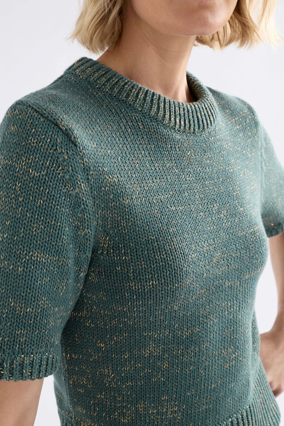 Luft Lurex Knit Top - Sage Gold