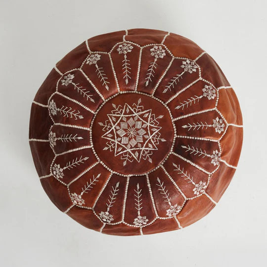 Vintage Brown Moroccan Leather Ottaman