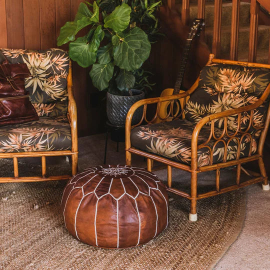 Vintage Brown Moroccan Leather Ottaman