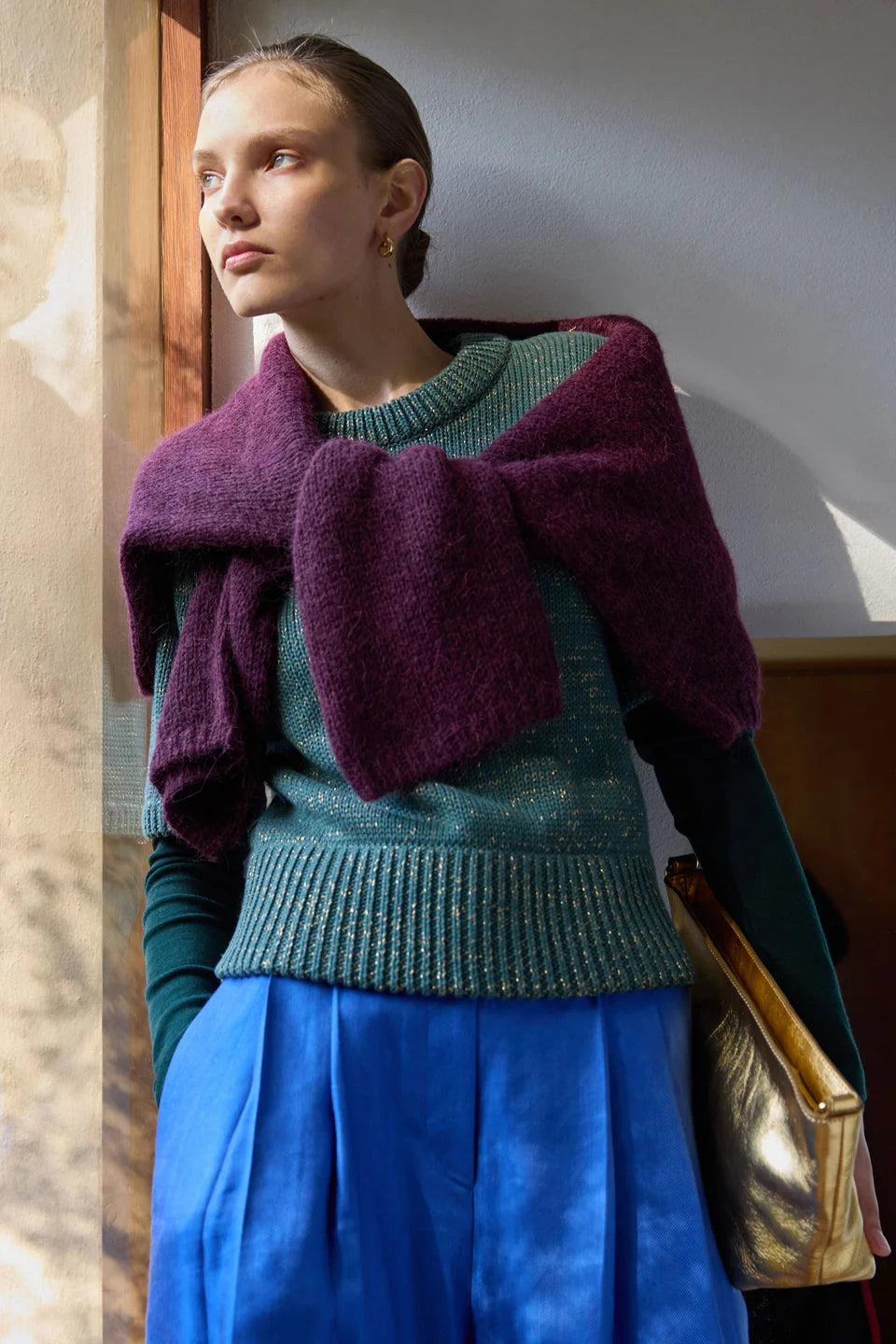 Luft Lurex Knit Top - Sage Gold