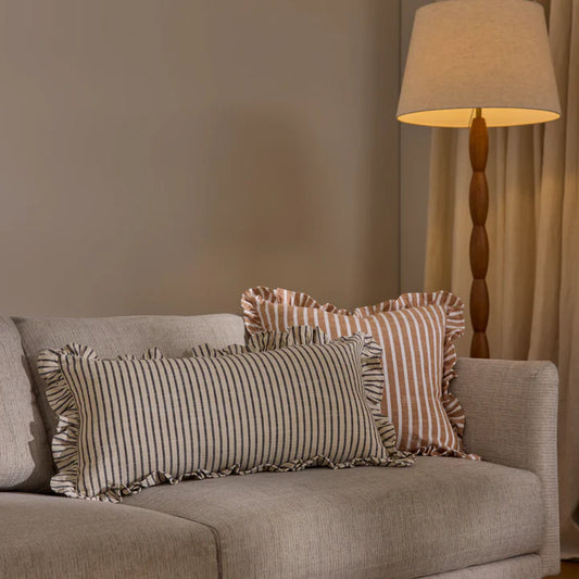Ruffles Cinnamon Stripe Cushion