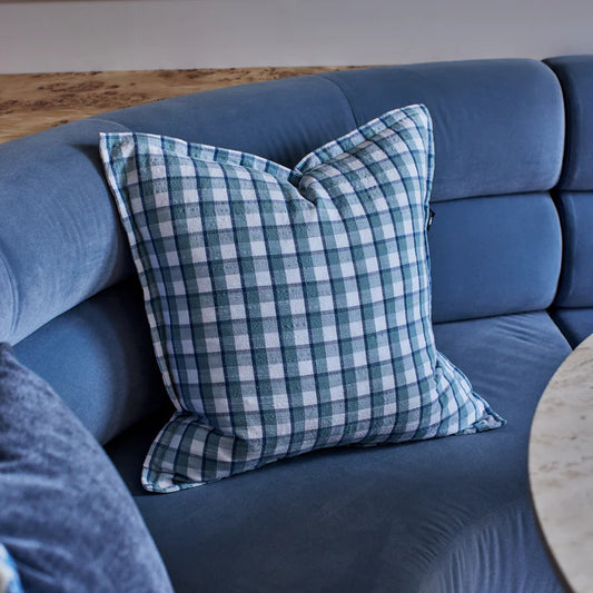 Maldon Blue Check Cushion
