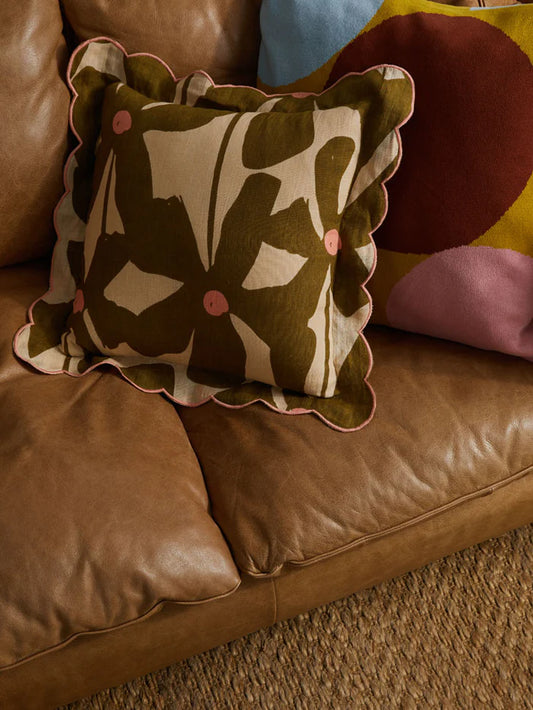 Olive Poppy Cushion