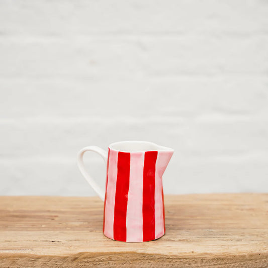 Milk Jug | Pink and Red Stripe