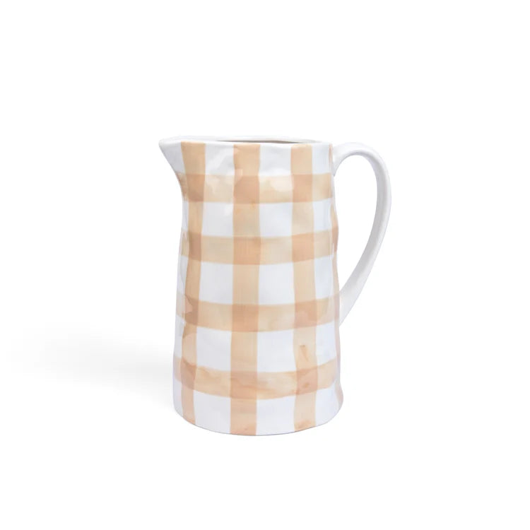 Beige Gingham Medium Jug