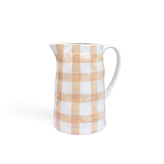 Beige Gingham Medium Jug